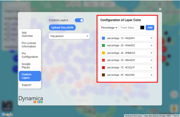 Configuration of Layer Color dialog